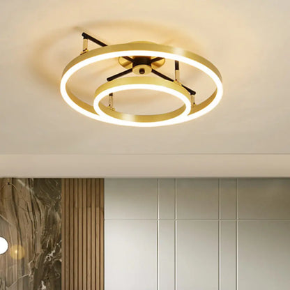 DecorBites™ DecorBites™ Gold Double Hoop Semi Flush Mount LED Ceiling Light Fixture in Warm/White Light, 19.5/23.5 Inch Wide