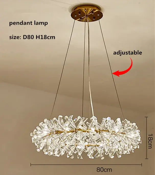 A modern gold double tiered crystal flower chandelier with clear glass pieces for elegant dining room decorbites crystal flower lighting