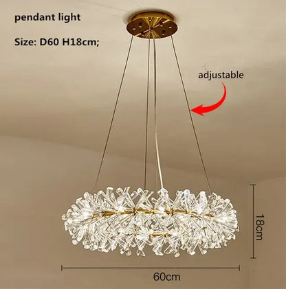 Gold double tiered crystal flower chandelier with gold-toned circular frame and dangling crystal shards for dining room decorbites crystal flower