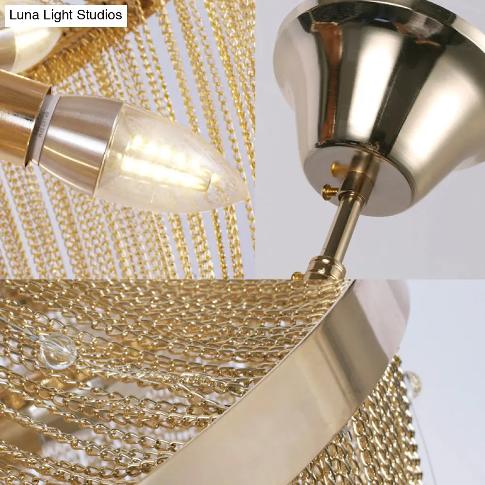 Lámpara de techo Gold Empire - Estilo nórdico moderno, 6 luces con detalles de borlas