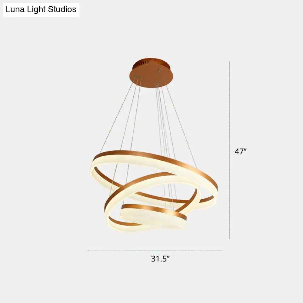 Gold Finish Acrylic Loop LED Ceiling Chandelier - Elegant Hanging Light for Dining Room