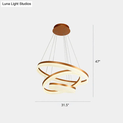 Gold Finish Acrylic Loop LED Ceiling Chandelier - Elegant Hanging Light for Dining Room