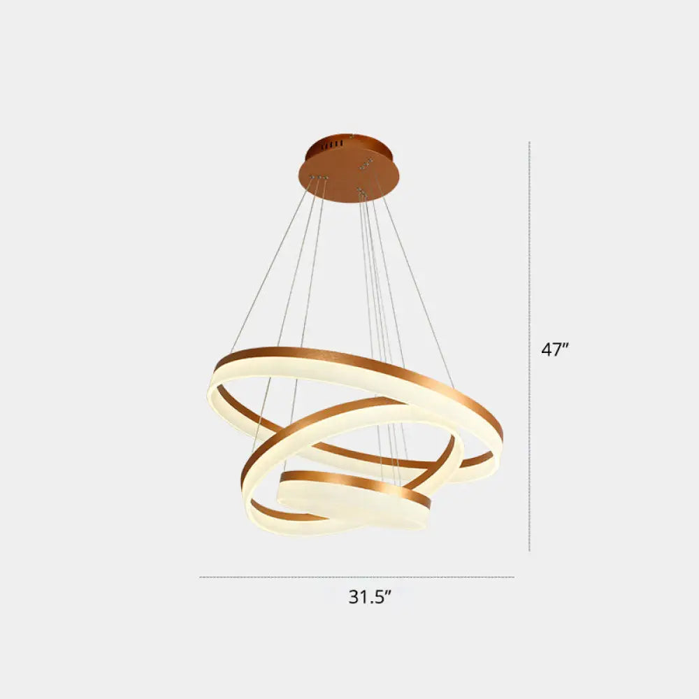 Gold Finish Acrylic Loop LED Ceiling Chandelier - Elegant Hanging Light for Dining Room
