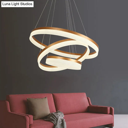 Gold Finish Acrylic Loop LED Ceiling Chandelier - Elegant Hanging Light for Dining Room