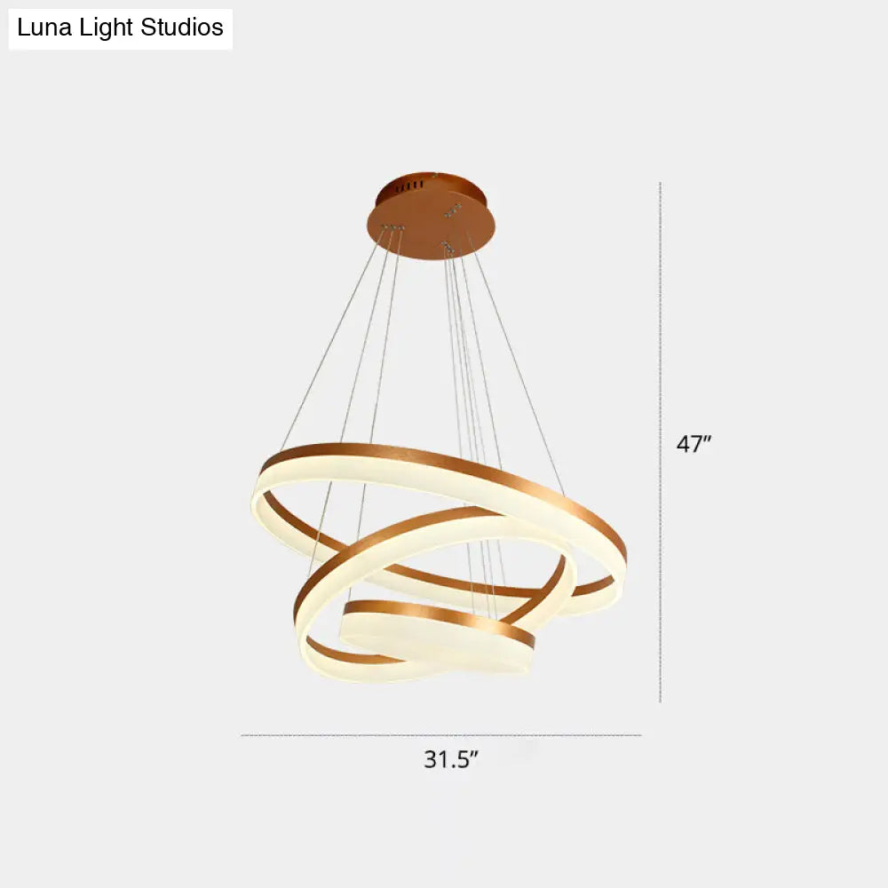 Gold Finish Acrylic Loop LED Ceiling Chandelier - Elegant Hanging Light for Dining Room