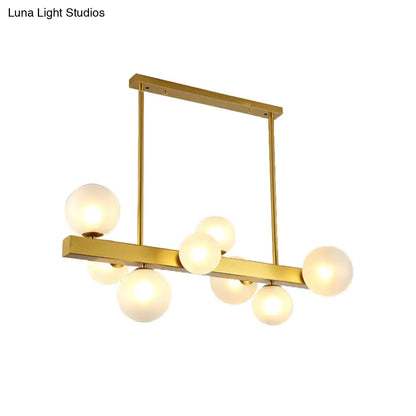 DecorBites™ Gold Finish Chandelier with Orb Shade - Post Modern Design, 8 Lights - Perfect for Dining Room