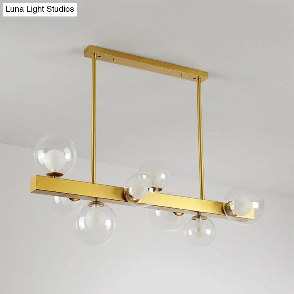 DecorBites™ Gold Finish Chandelier with Orb Shade - Post Modern Design, 8 Lights - Perfect for Dining Room
