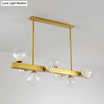 DecorBites™ Gold Finish Chandelier with Orb Shade - Post Modern Design, 8 Lights - Perfect for Dining Room