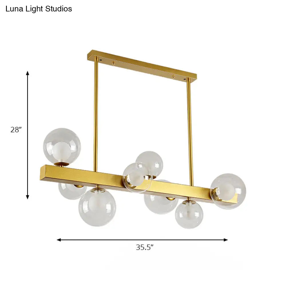 DecorBites™ Gold Finish Chandelier with Orb Shade - Post Modern Design, 8 Lights - Perfect for Dining Room