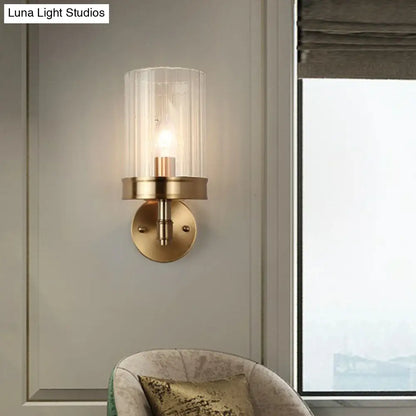 DecorBites™ Gold Finish Cup Shaped Wall Sconce with Clear Glass - 1 Head Wall Light for Simplicity