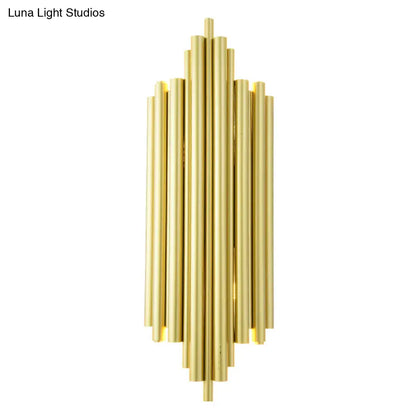 DecorBites™ Gold Finish Flute Sconce: Postmodern 4-Light Wall Mount for Living Room