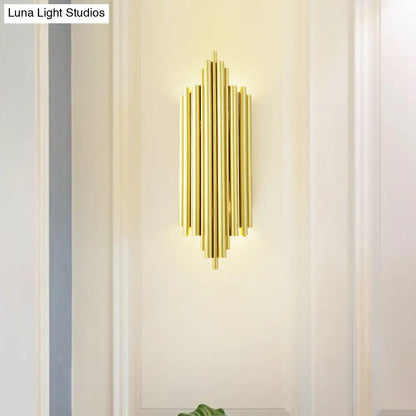 DecorBites™ Gold Finish Flute Sconce: Postmodern 4-Light Wall Mount for Living Room