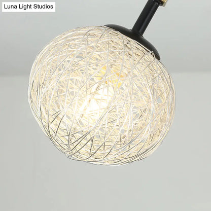 DecorBites™ DecorBites™ Gold Finish Handwoven Ball Semi Flush Light Fixture - Modern Ceiling Flush Mount