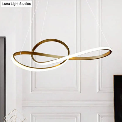 Gold Finish LED Chandelier with Musical Notes - Perfect for Minimalist Living Rooms