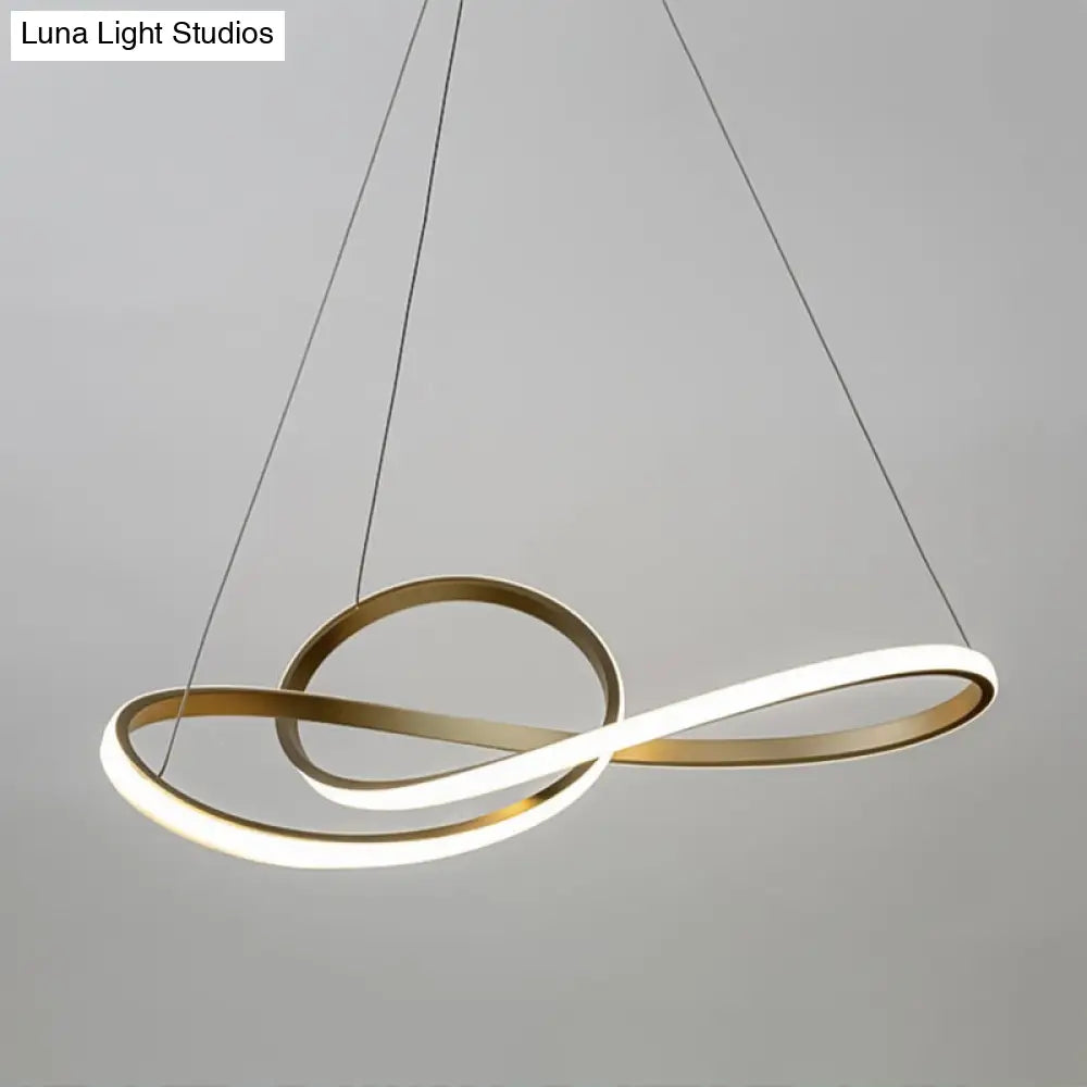 Gold Finish LED Chandelier with Musical Notes - Perfect for Minimalist Living Rooms