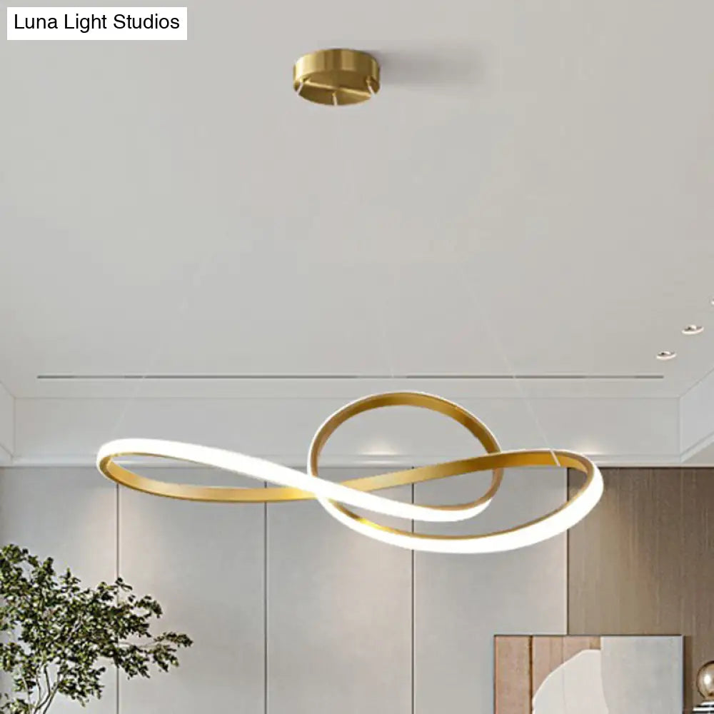 Gold Finish LED Chandelier with Musical Notes - Perfect for Minimalist Living Rooms