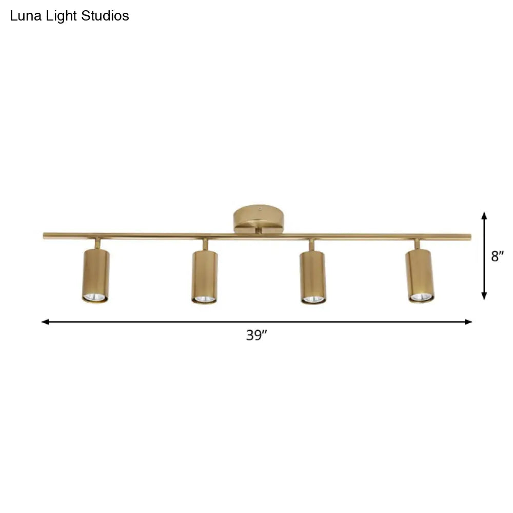 DecorBites™ DecorBites™ Gold Finish LED Spotlight Ceiling Light for Salon - Modern Metal Cylindrical Design - Semi Flush Mount