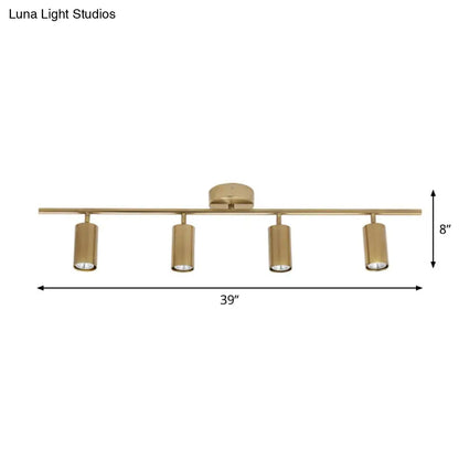 DecorBites™ DecorBites™ Gold Finish LED Spotlight Ceiling Light for Salon - Modern Metal Cylindrical Design - Semi Flush Mount