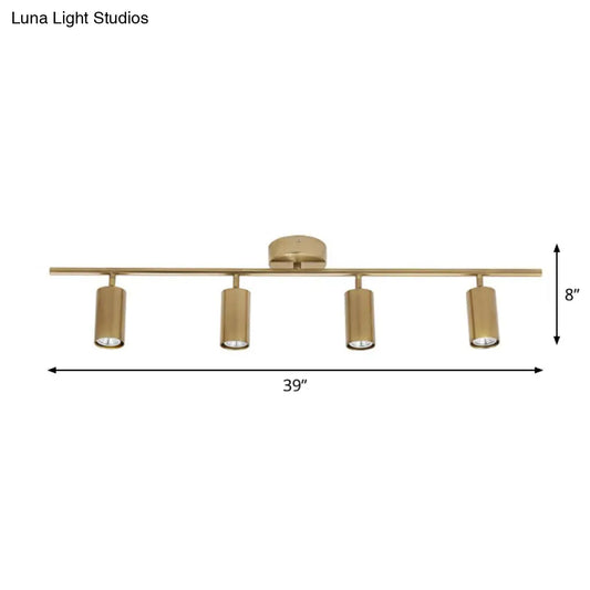 DecorBites™ DecorBites™ Gold Finish LED Spotlight Ceiling Light for Salon - Modern Metal Cylindrical Design - Semi Flush Mount