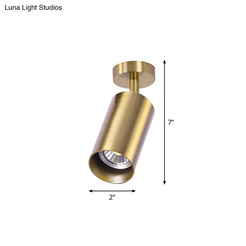DecorBites™ DecorBites™ Gold Finish LED Spotlight Ceiling Light for Salon - Modern Metal Cylindrical Design - Semi Flush Mount