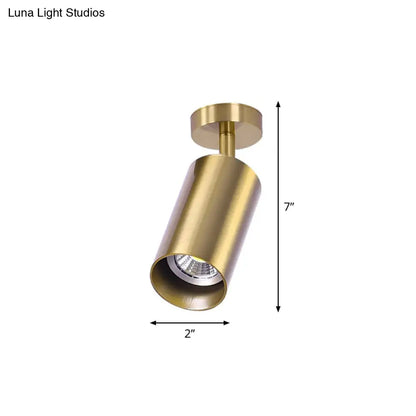 DecorBites™ DecorBites™ Gold Finish LED Spotlight Ceiling Light for Salon - Modern Metal Cylindrical Design - Semi Flush Mount