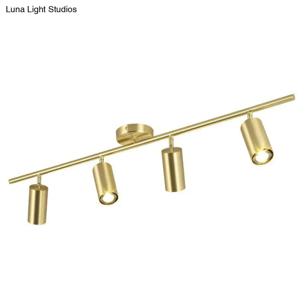 DecorBites™ DecorBites™ Gold Finish LED Spotlight Ceiling Light for Salon - Modern Metal Cylindrical Design - Semi Flush Mount