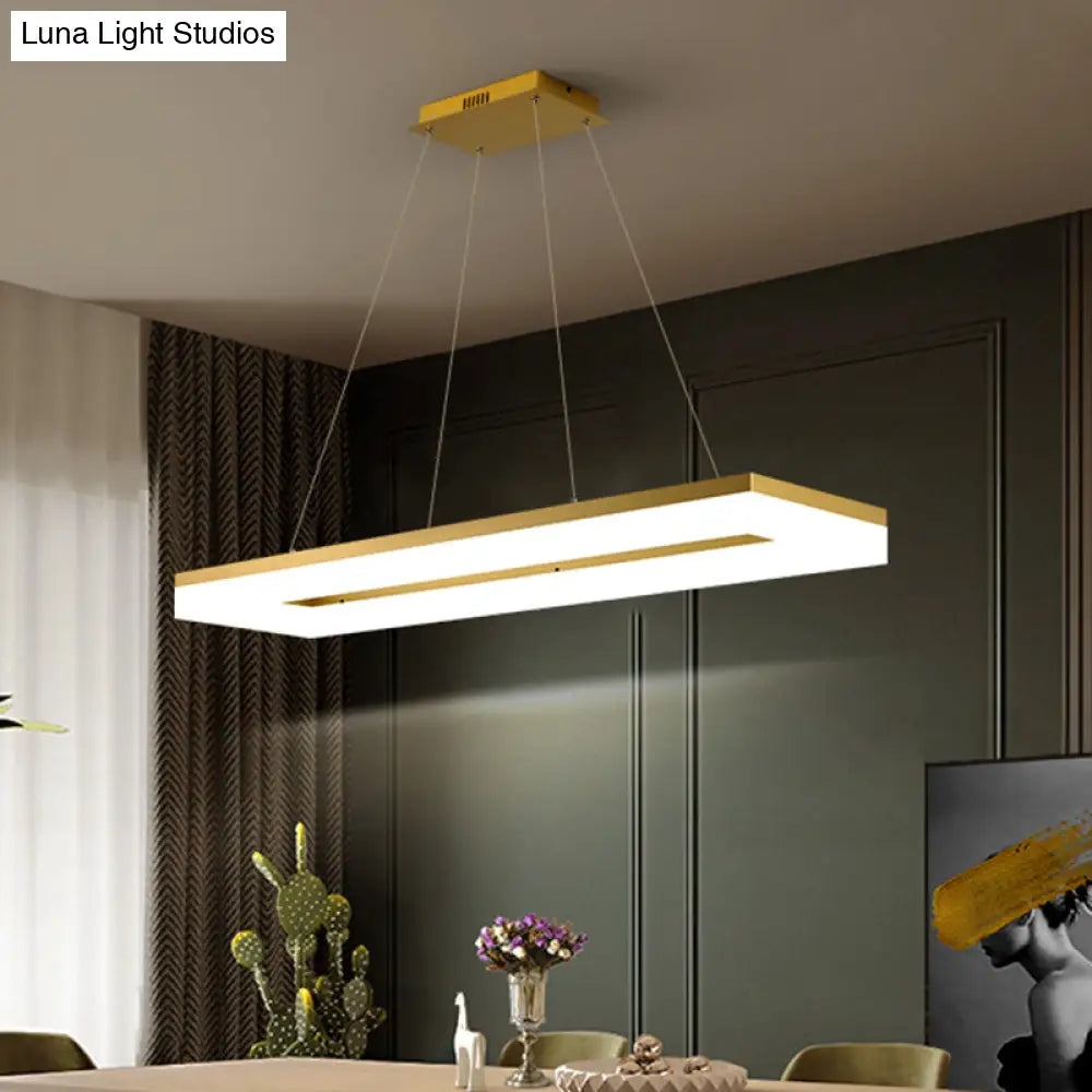 DecorBites™ Gold Finish Rectangular Island LED Ceiling Light - Simple Acrylic Design