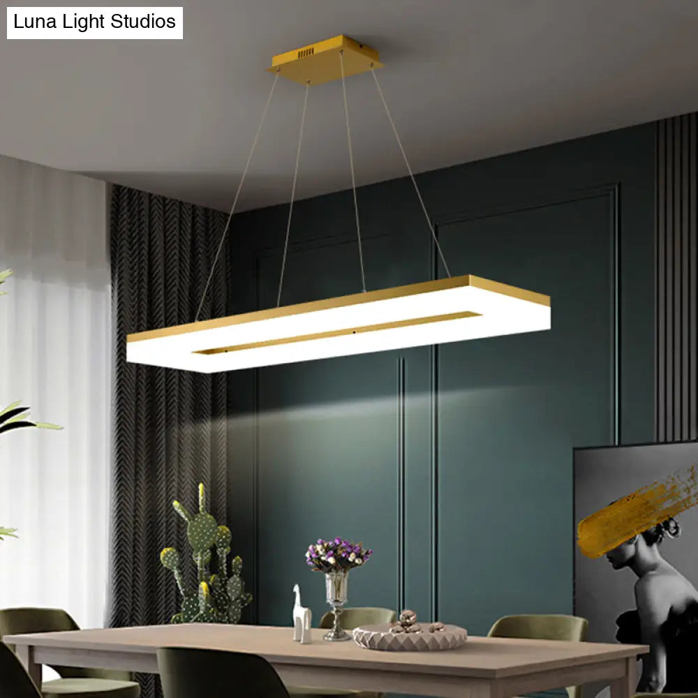 DecorBites™ Gold Finish Rectangular Island LED Ceiling Light - Simple Acrylic Design