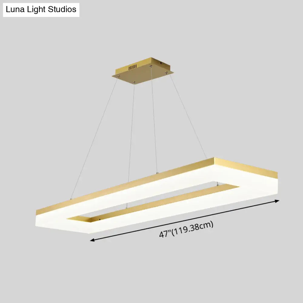 DecorBites™ Gold Finish Rectangular Island LED Ceiling Light - Simple Acrylic Design
