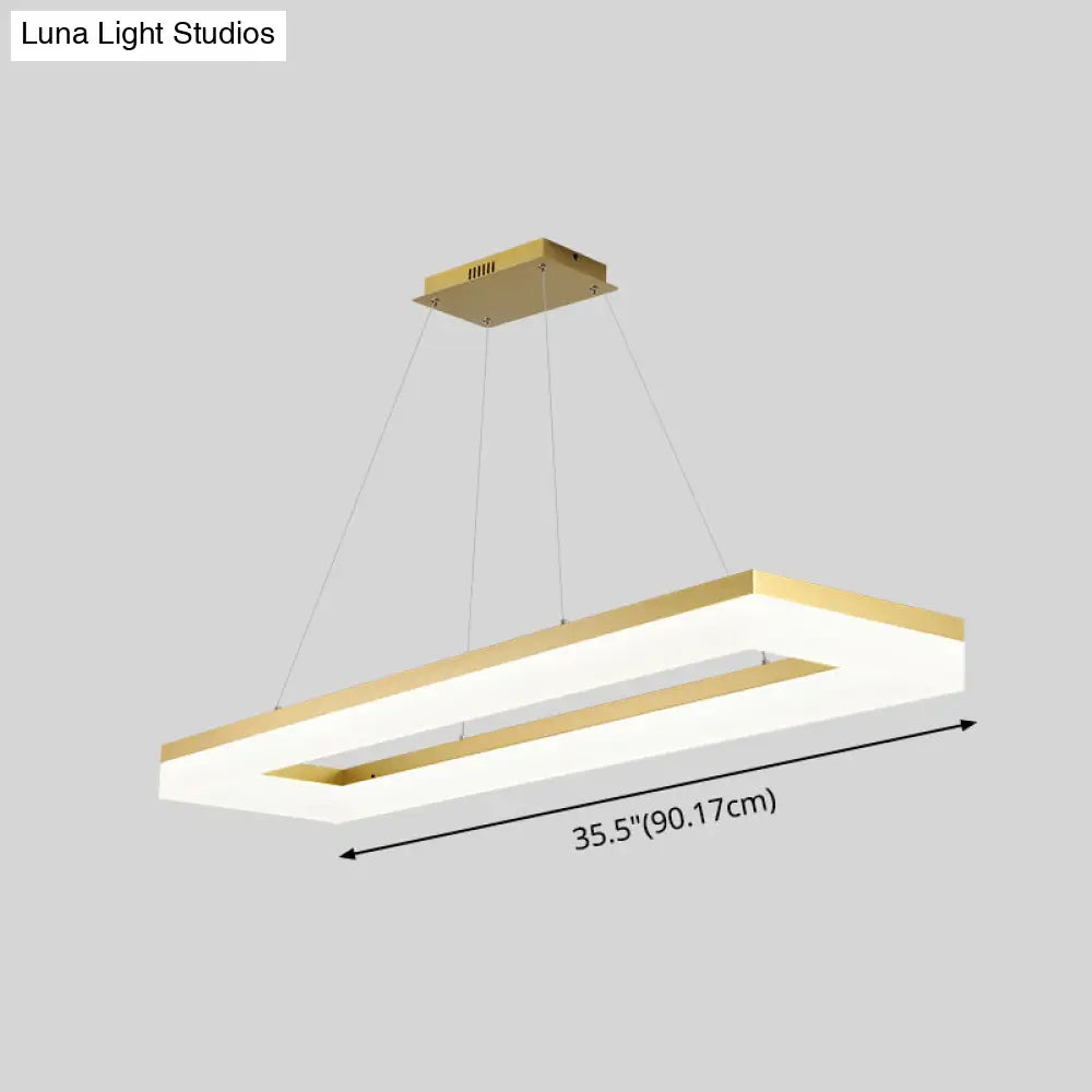 DecorBites™ Gold Finish Rectangular Island LED Ceiling Light - Simple Acrylic Design