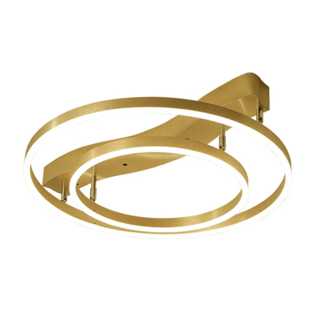 DecorBites™ DecorBites™ Gold Finish Ring Ceiling Mounted LED Semi Flush Light with Artistic Metal Detailing