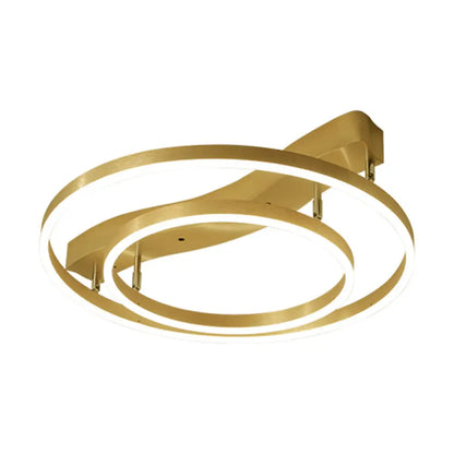 DecorBites™ DecorBites™ Gold Finish Ring Ceiling Mounted LED Semi Flush Light with Artistic Metal Detailing