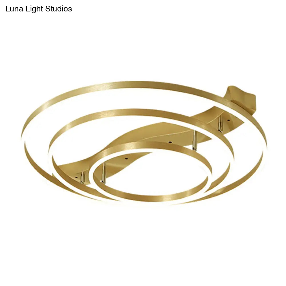 DecorBites™ DecorBites™ Gold Finish Ring Ceiling Mounted LED Semi Flush Light with Artistic Metal Detailing