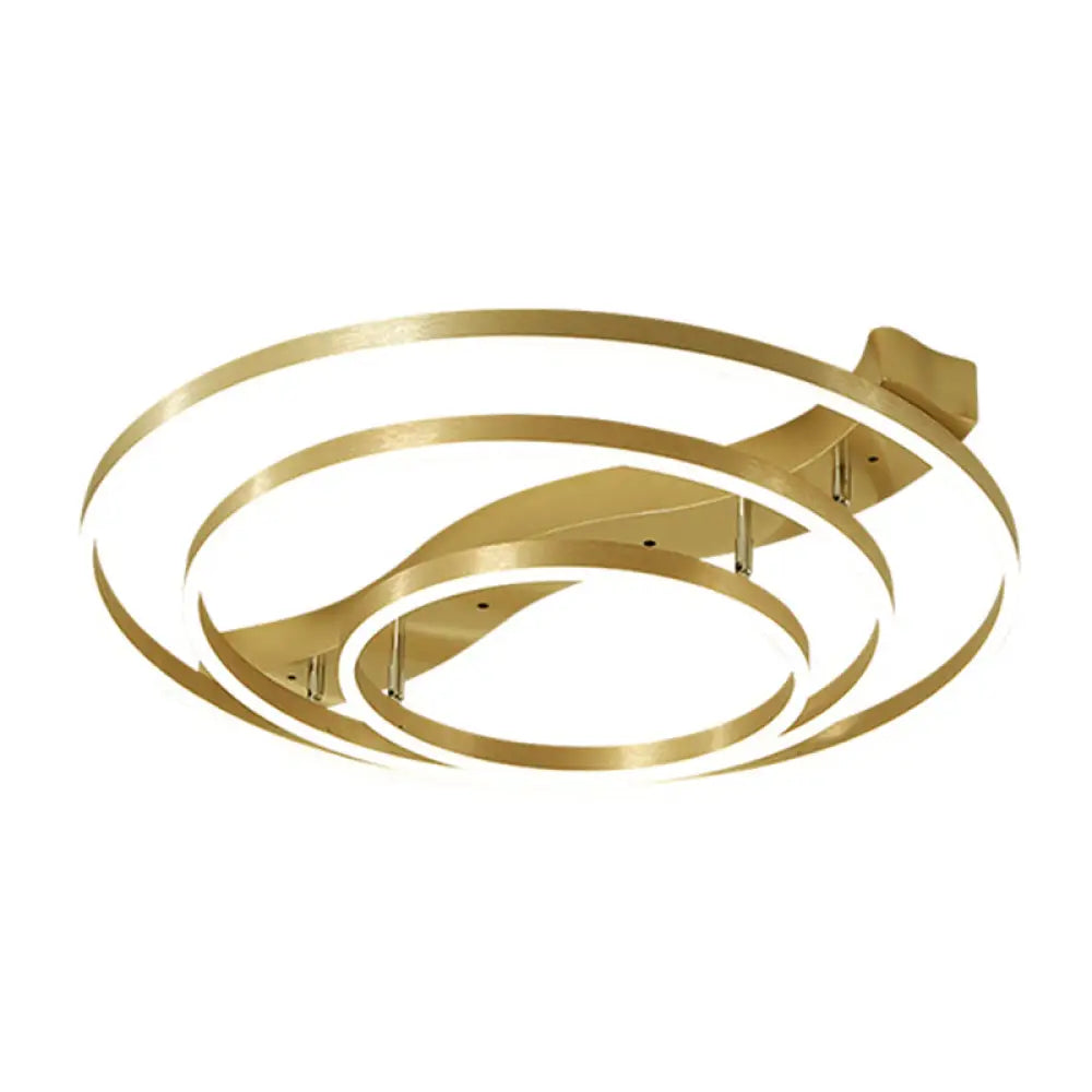 DecorBites™ DecorBites™ Gold Finish Ring Ceiling Mounted LED Semi Flush Light with Artistic Metal Detailing