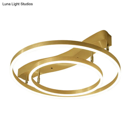 DecorBites™ DecorBites™ Gold Finish Ring Ceiling Mounted LED Semi Flush Light with Artistic Metal Detailing