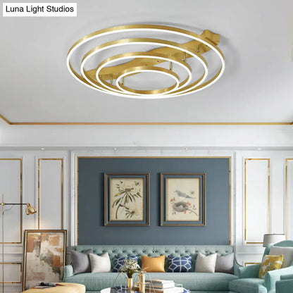 DecorBites™ DecorBites™ Gold Finish Ring Ceiling Mounted LED Semi Flush Light with Artistic Metal Detailing
