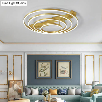 DecorBites™ DecorBites™ Gold Finish Ring Ceiling Mounted LED Semi Flush Light with Artistic Metal Detailing
