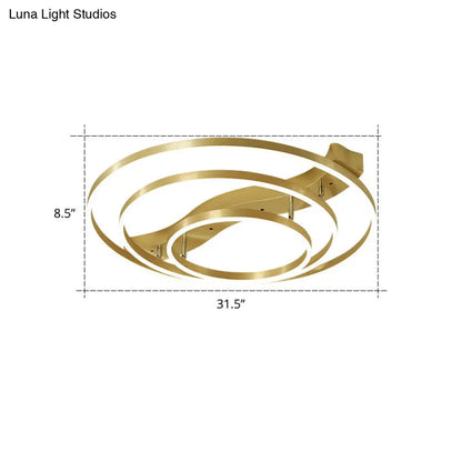 DecorBites™ DecorBites™ Gold Finish Ring Ceiling Mounted LED Semi Flush Light with Artistic Metal Detailing