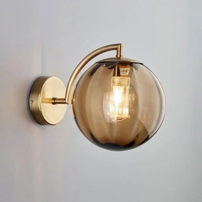 DecorBites™ Gold Finish Wall Sconce with Ball Rib Glass Shade - Perfect Bedside Lighting Solution!