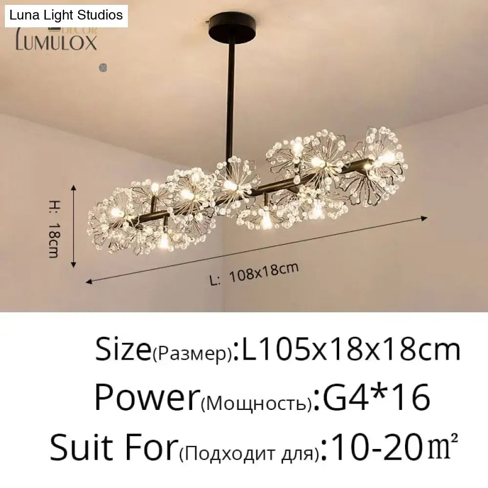 Modern black metal led flowers chandelier with crystal flower clusters and 16 g4 bulbs ideal for hotel lobby decor