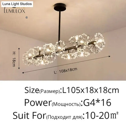 Modern black metal led flowers chandelier with crystal flower clusters and 16 g4 bulbs ideal for hotel lobby decor