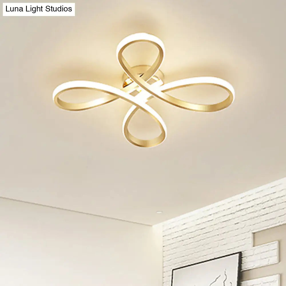 DecorBites™ DecorBites™ Gold Floral Semi-Flush LED Ceiling Light for Modern Bedrooms