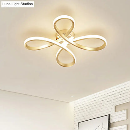 DecorBites™ DecorBites™ Gold Floral Semi-Flush LED Ceiling Light for Modern Bedrooms