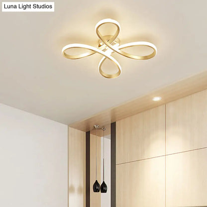 DecorBites™ DecorBites™ Gold Floral Semi-Flush LED Ceiling Light for Modern Bedrooms