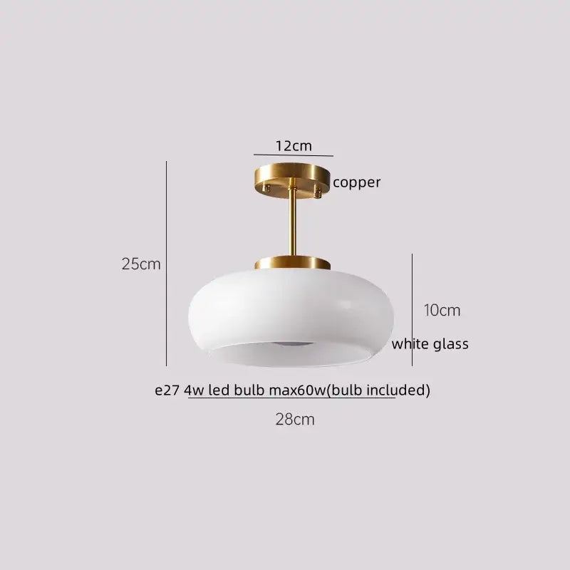 Gold flower frosted glass ceiling lamp with copper metal fixture and white glass shade ideal for decorbites cotton shape led lighting