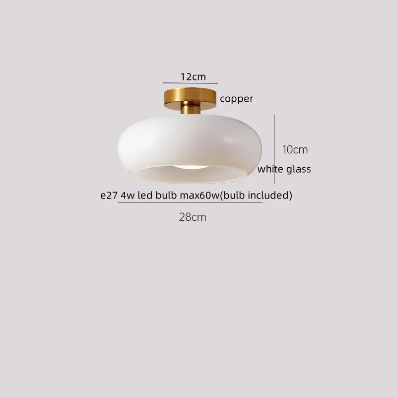 Gold flower frosted glass ceiling lamp with sleek white glass shade and polished copper base for hallway decorbites cotton shape led