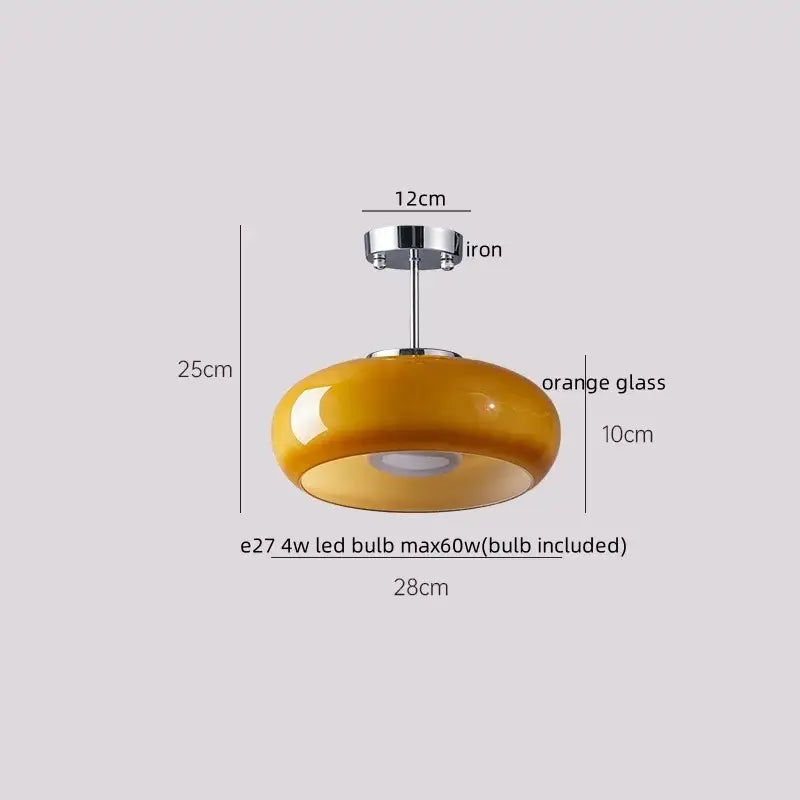 Gold flower frosted glass ceiling lamp with sleek orange glass shade and polished chrome iron fixture for decorbites cotton shape led