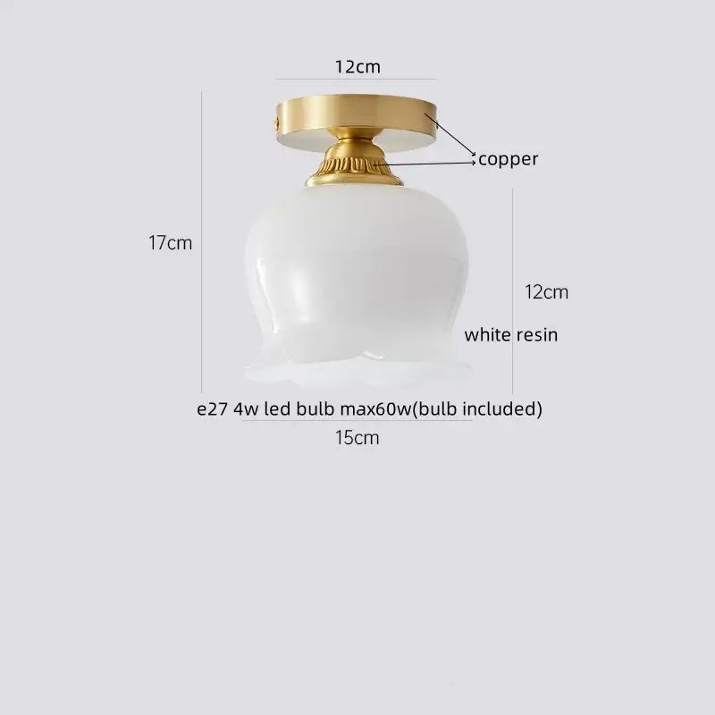 White resin pendant ceiling lamp with copper base for decorbites cotton shape led hallway lighting