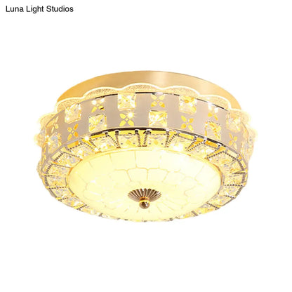 DecorBites™ DecorBites™ Gold Flush Mount LED Crystal Drum Hallway Lighting
