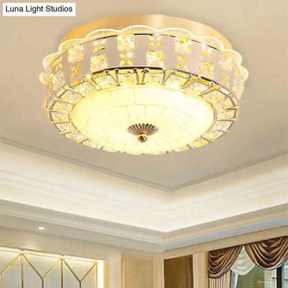 DecorBites™ DecorBites™ Gold Flush Mount LED Crystal Drum Hallway Lighting